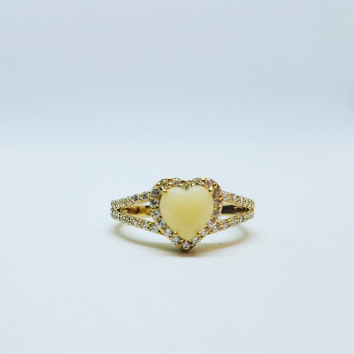 Solid 14k gold heart halo ring