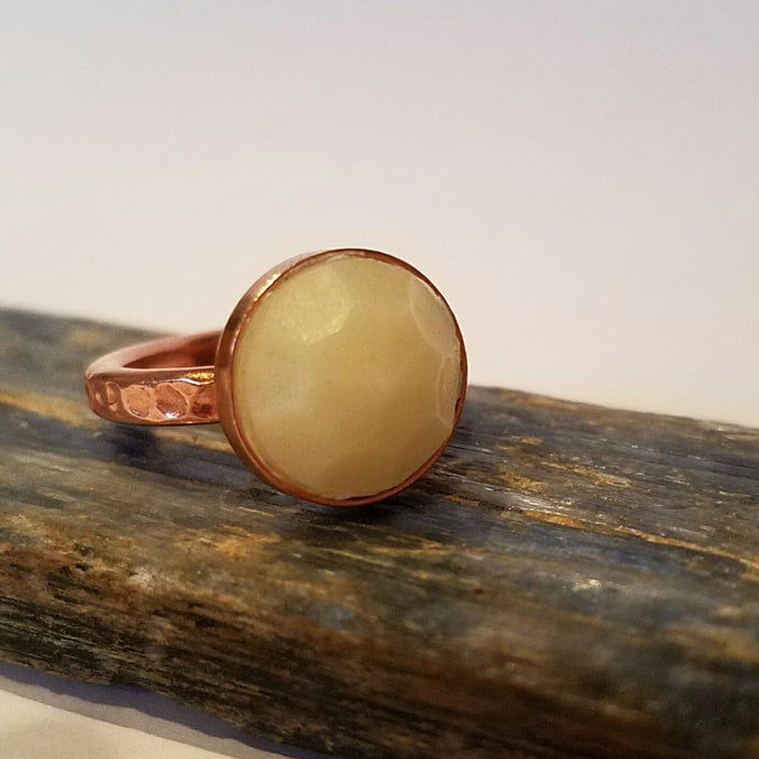 El Taller De Mema - Antique Copper Ring with Orange Agate Stone — Latinafy