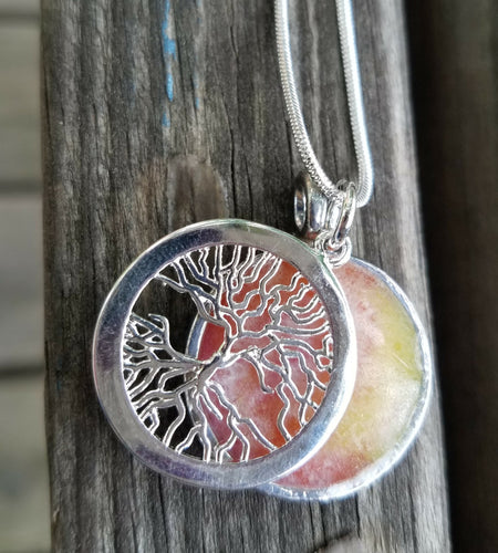 Layered tree & breastmilk necklace